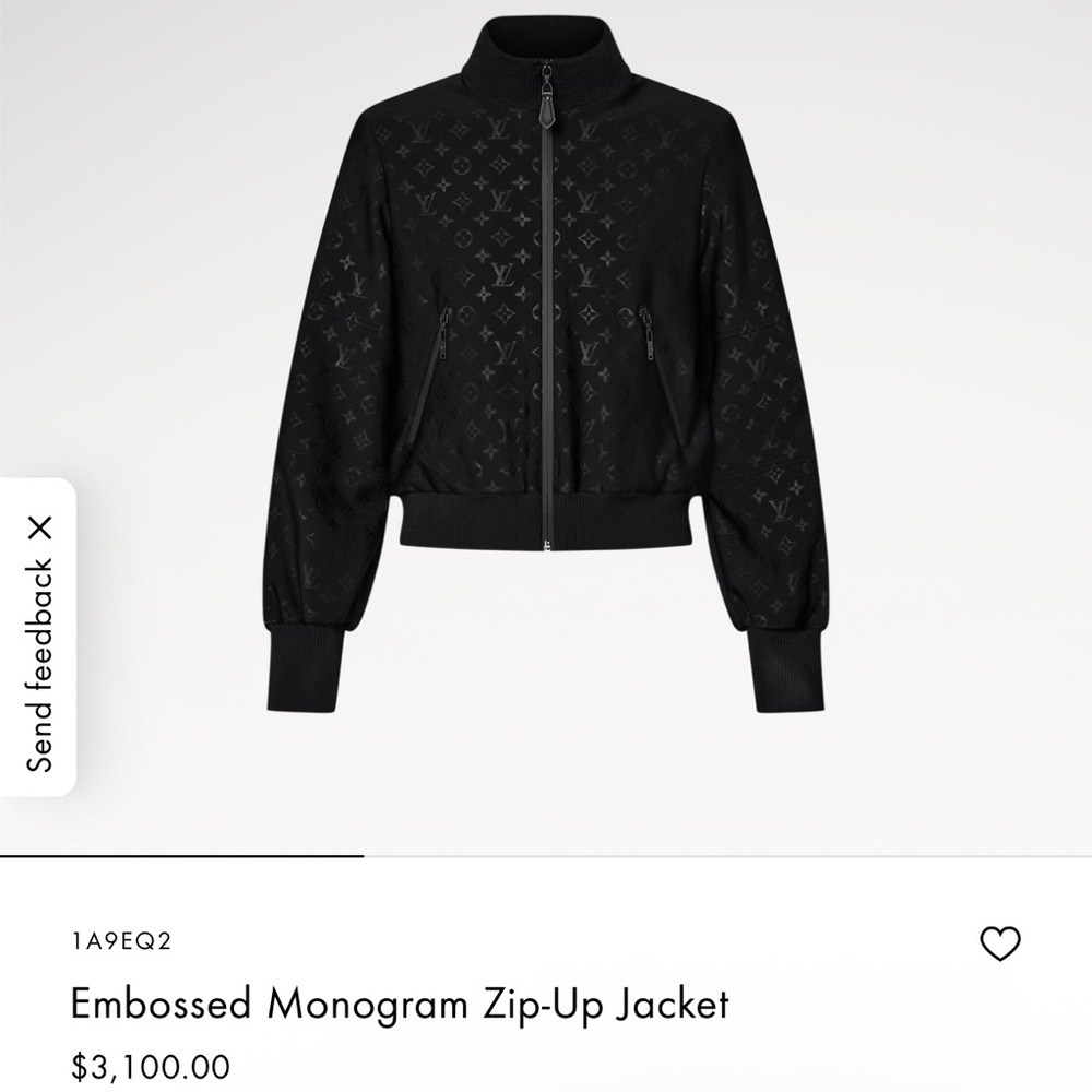 Louis Vuitton Black Embossed bomber Zip-Up Jacket